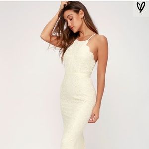 Zenith White Cream lulu’s Lace Maxi Dress
